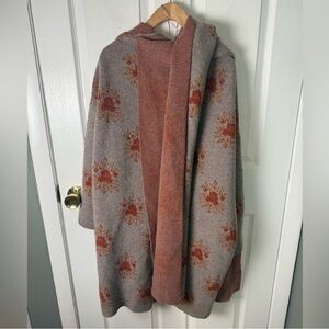 Free People Bali Ayla Scarf Flower Patterned Hooded Cardigan